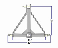 Sturdy 3 Point 2″ Receiver Trailer Hitch Category 1 Tractor Tow Drawbar Adapter