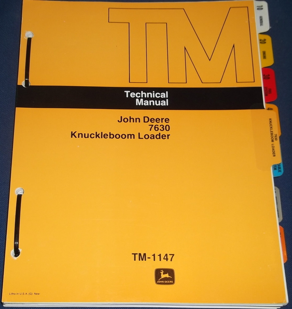 JOHN DEERE 7630 KNUCKLEBOOM LOADER TECHNICAL SERVICE REPAIR MANUAL TM1147