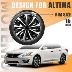 15 Inch Set of 4 Silver Black Snap On Hubcaps for Altima Knife Style