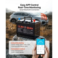 Uimoso 12V 60Ah LiFePO4 Lithium Battery with 800 CCA for Starting and Cycling