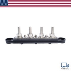 New Red & Black 5/16″ 4 Stud Power Distribution Block -BUSBAR- With Cover