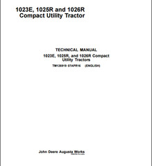 2016 John Deere 1023E 1025R 1026R Compact Tractors Manual Part TM126919 USB