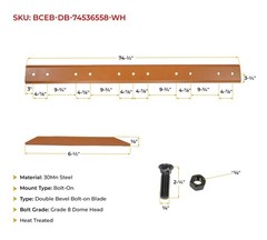74-1/2″x6-1/2″x5/8″ Double Bevel Bucket Cutting Edge Blade for Skid Steer Loader