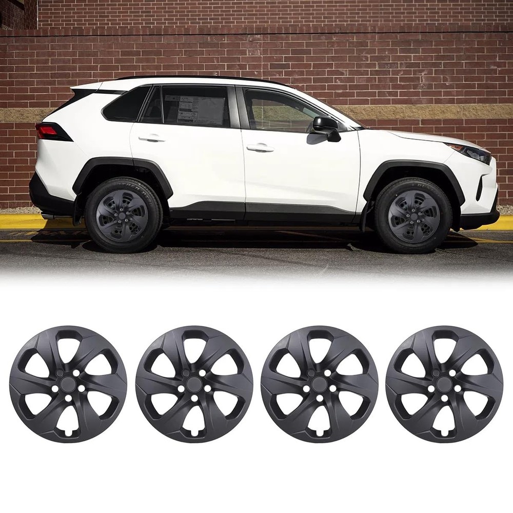 Set of 4 17 Black Matte Snap On Hubcaps Wheel Covers for Toyota RAV4