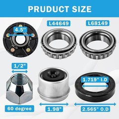5 Lug Trailer Hub,5 on 4.5” Trailer Hub for 3500 lbs 1-1/16” Trailer Axle, 5 …