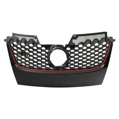 **Front Upper Mesh Grille Black w/ Red Trim 2006-2009 VW Mk5 GTI Jetta**