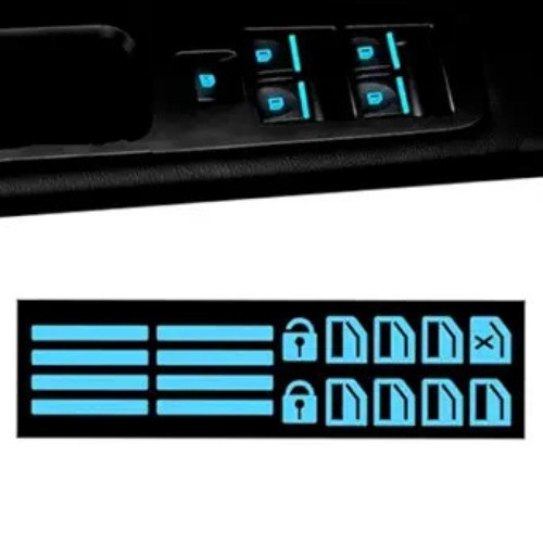 Car Window Switch Button Stickers, Night Light Control Decals for Color: Blue