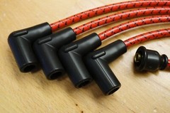 Ford NAA Golden Jubilee Red & Black Suppression Cloth Spark Plug Wire Set