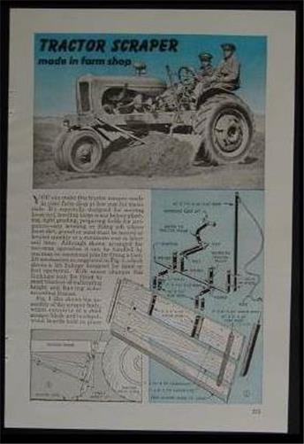 Scraper Blade for vintage Farm Tractor 6′ wide 1946 How-To Build PLANS