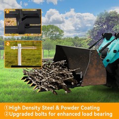 21″ Fork Length Clamp-On Debris Forks Fit 60″ Loader Buckets Skid Steers 4000LBS
