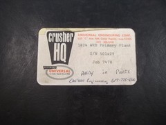 PETTIBONE CRUSHER HQ 1824 WRB PRIMARY PLANT SHOP MANUAL