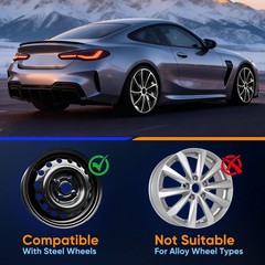 4 Pack 17 inch Matte Black Hubcaps Wheel Covers Replacement