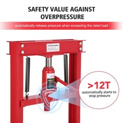 Garvee|12 Ton Hydraulic Shop Press|H-Frame|Garage Auto Repair Metalworking Red