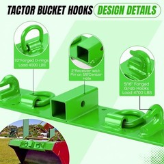 Tractor Grab Hooks Bolt On Compact Tractor Bucket Hooks 2″ Receiver Heavy Duty