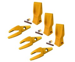3 CAT Style Backhoe Bucket Shanks 1″ Lip, Abrasion Teeth 4T-2203, 119-3204 w Pin