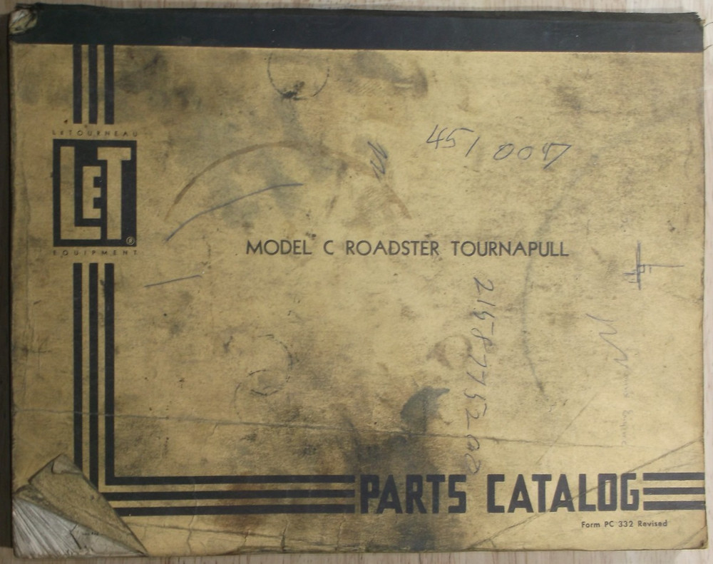 LETOURNEAU WESTINGHOUSE MODEL C ROADSTER SCRAPER PARTS MANUAL BOOK CATALOG