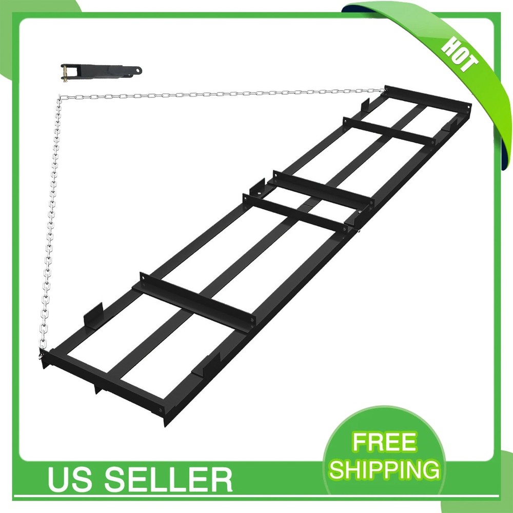6Ft Heavy Duty Tow Behind Drag Harrow w/6ft Chain Driveway Grader Landscape Rake