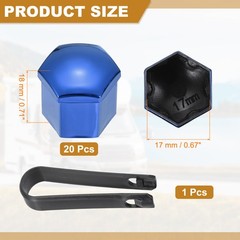 20Pcs 17mm Wheel Lug Nut Cover Bolt Caps Car Tire Nut Cover with Tongs Blue