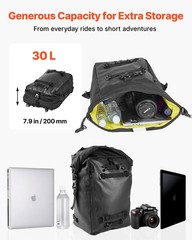 Motorcycle Tail Bag, 30 L Motorcycle Rear Seat Bag with Waterproof Rain Cover, O