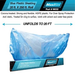 MAXIFILM 20ft x 250ft, 2Roll of Blue Overspray Paintable Masking Plastic