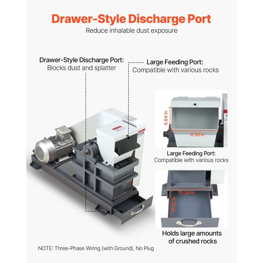 Uimoso Jaw Crusher 6.10 X 5.12″ Feed Size Rock and Stone Crushing Machine 220V