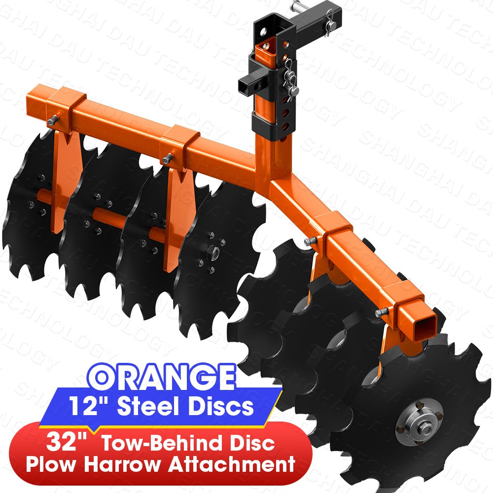 32″ Cut Width Disc Plow Harrow With 2″ Receiver Hitch Mount for ATVs /UTVs Heavy