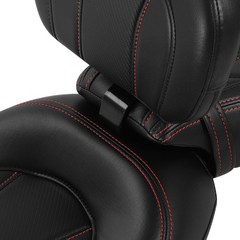 Low-Profile Leather Seat Pillion Backrest Pad Touring 14-23 Black Red