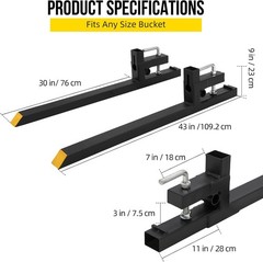 2500LBS Clamp on Pallet Forks Heavy Duty Tractor Forks Quick Attach Bucket