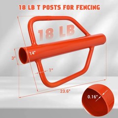 Garveetech 18Lb Fence Post Driver Handles 3 Diameter T Post Pounder Heavy Duty