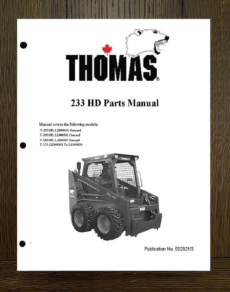 Tractor Service Parts Manual Fits Thomas T-173 Skid Steer LK000101 To LK00055