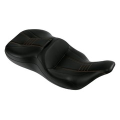 Driver Passenger 2-Up Seat Black Orange Stitching Electra Glide FLHTC 97-07