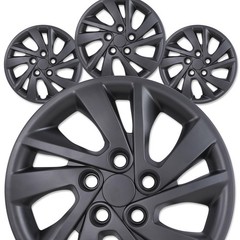 15 Black Matte Bolt-On Hubcaps Hyundai Elantra 2017-2020 Steel Wheels 4-Pack