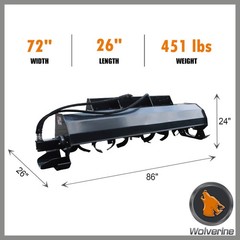 Wolverine Skid Steer Attachments72″Heavy Duty Rotary Tiller Cultivator TL-12-72W