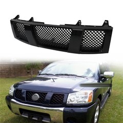 Front Upper Grille Glossy Black Mesh Replacement for 2004-2007 Titan Pickup