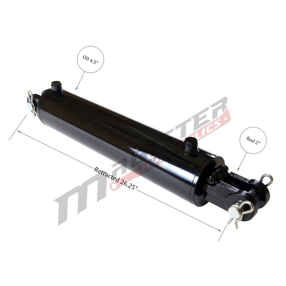Hydraulic Cylinder Welded Double Acting 4″ Bore 16″ Stroke Clevis End 4×16 NEW
