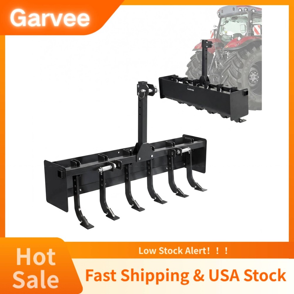 55 Inch Box Blade for Tractor Heavy Duty Land Leveler With 6 Adjustable Shanks C