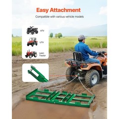 Drag Harrow 4 ft Heavy Duty Tow Behind Drag Harrow Driveway Grader Rake