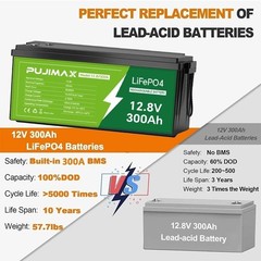 12V 300Ah LiFePO4 Lithium Battery for Solar Back Up System Marine Build in BMS