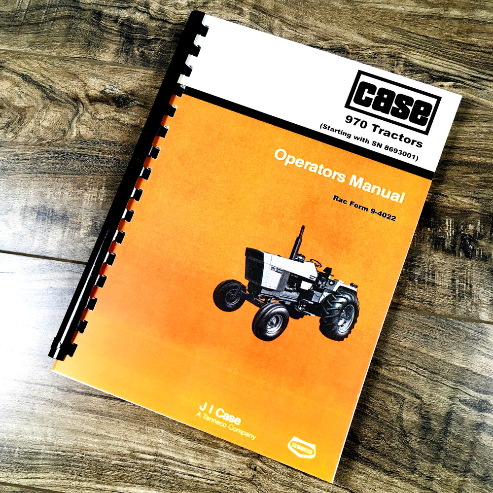 Case 970 Tractor Operators Manual Owners Book Maintenance Starting w/ 8693001-