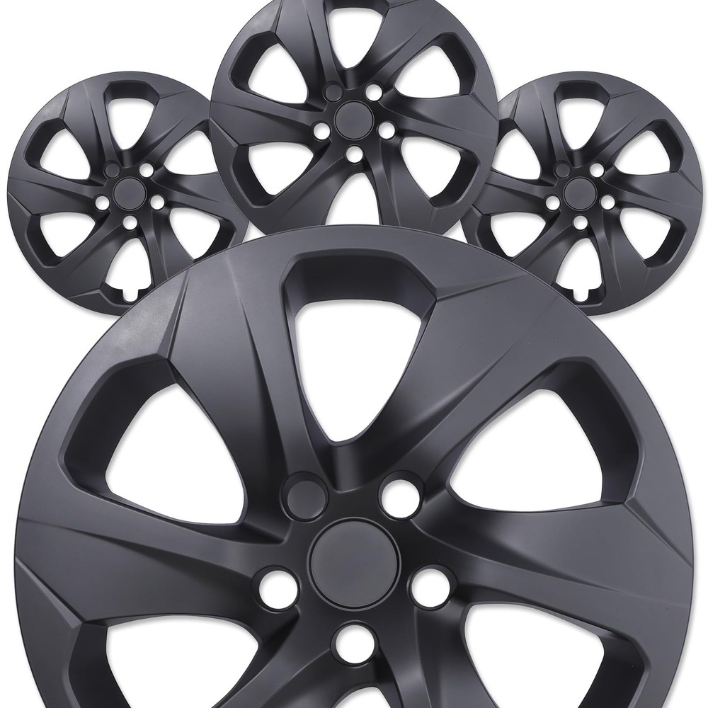 17 Inch Black Matte Hubcaps for Toyota RAV4 2019-2025 Snap-on Wheel Covers 4Pcs