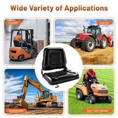 Universal Heavy-Duty Tractor Seat,Adjustable Sliding PVC Seat, Steel Base