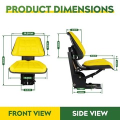 Yellow Universal Adjustable Tractor Suspension Seat Triback Yellow,
