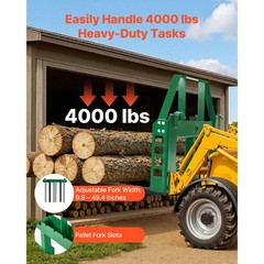 Uimoso Pallet Fork Frame Attachment w/36 inch Skid Steer Forks for JD Tractors