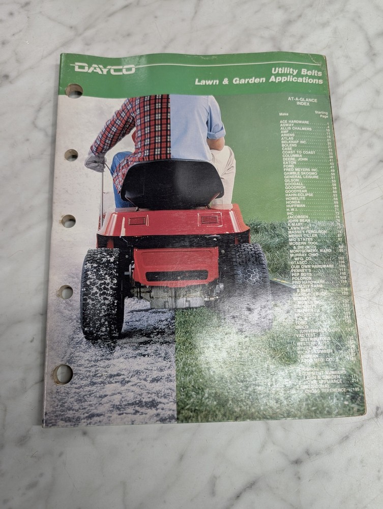 DAYCO UTILITY BELTS LAWN GARDEN APPLICATIONS AT A GLANCE INDEX MAKE STARTING PAG