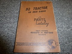 Caterpillar Cat D2 Tractor w/ 40 in Gauge Parts Catalog Manual S/N 4U6373-4U7560