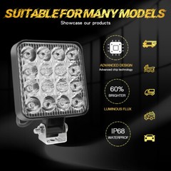 2X Square 3.3” LED Work Light Headights For John Deere Kubota Kubota Tractor