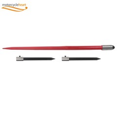 Hay Spear Attachment 49″ 3000 Lbs Capacity Red Bale Fork W/ 2 Stabilizer Spears