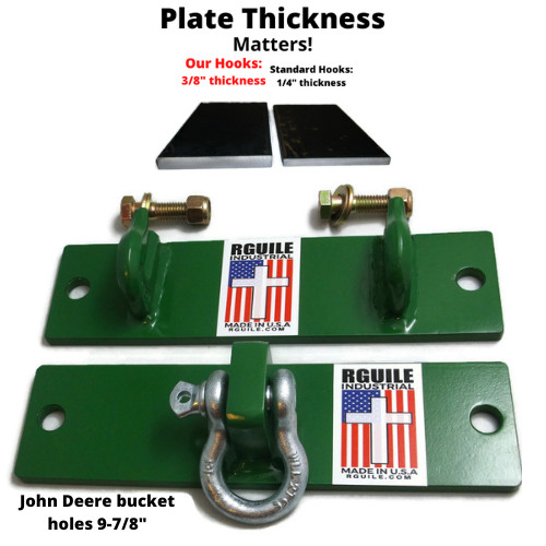 Tractor NEW ITEM double bucket hooks and shackle John Deere green bolt on