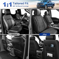 Synthetic Leather 5-Seat Covers Set For Ford F150/F250/F350/F450 from 2017-2026
