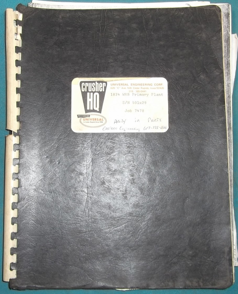 PETTIBONE CRUSHER HQ 1824 WRB PRIMARY PLANT SHOP MANUAL